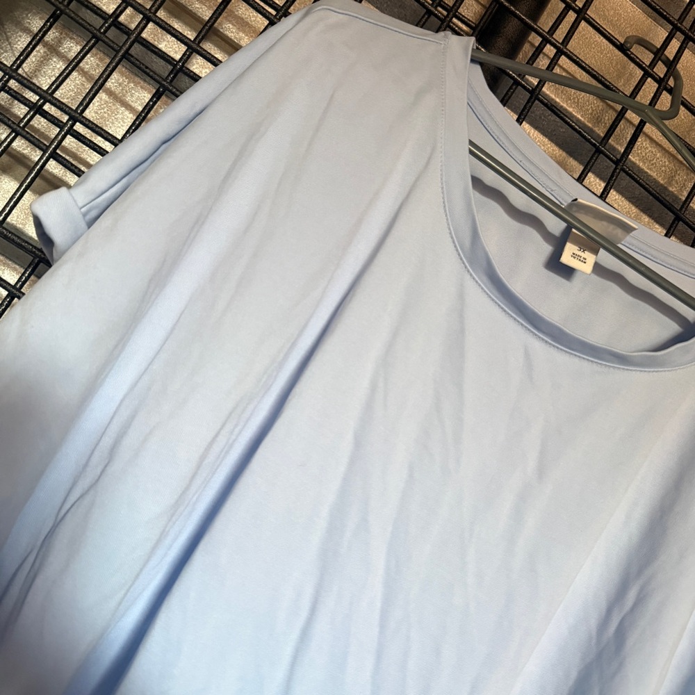 Ava & Viv 3x Light Blue Short Sleeve Top tunic shirt modal solid XXXL A7 - Picture 2 of 6